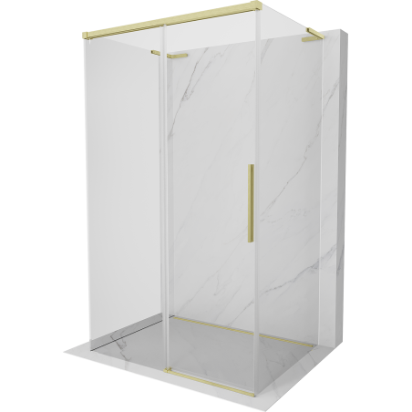 Mexen Rox-3S L trijų sienelių stumdomas dušo kabina 155 x 90 cm, skaidrus, auksinis šlifuotas - 8C2L-155-090-55-00-3S
