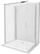 Mexen Omega 3 sienų dušo kabina, stumdoma 130 x 90 cm, Skaidrus, chromo + dušo padėklas Flat - 825-130-090-01-00-3s-4010