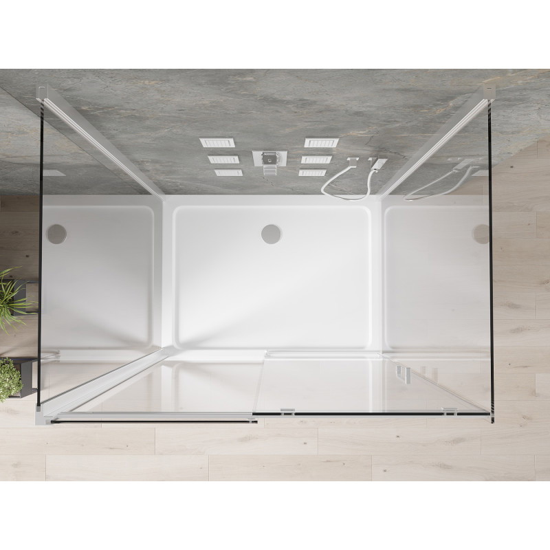 Mexen Omega-3S 3-sienė dušo kabina, stumdomos durys, 130x90 cm, skaidrus, chromas + Flat padėklas - 825-130-090-01-00-3s-4010