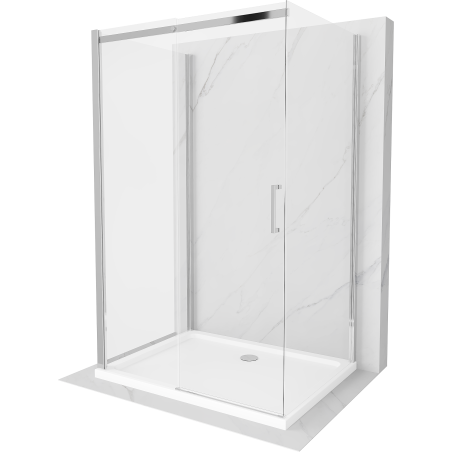 Mexen Omega 3 sienų dušo kabina, stumdoma 130 x 100 cm, Skaidrus, chromo + dušo padėklas Flat - 825-130-100-01-00-3s-4010