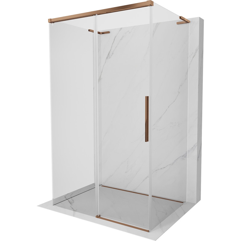 Mexen Rox-3S L trisienė stumdomoji dušo kabina 115 x 95 cm, skaidri, rožinis auksas - 8C2L-115-095-60-00-3S