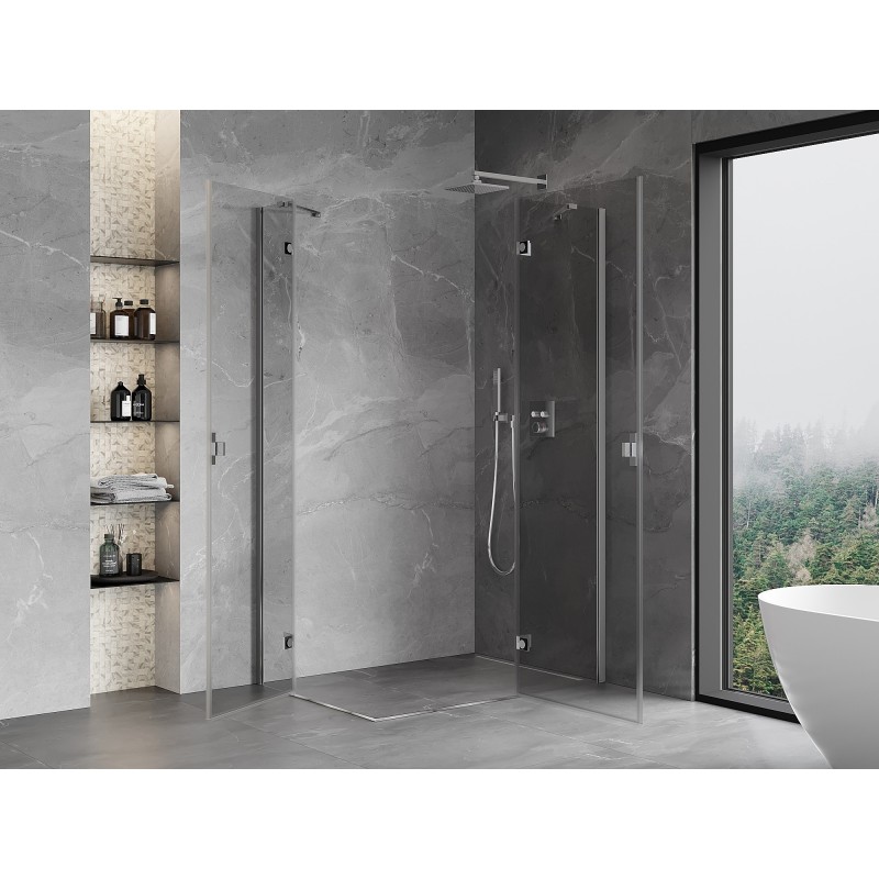 Mexen Mist-H Duo dešinės pusės atsidaranti dušo kabina 80 x 90 cm, skaidri, chromas - 8A5-080L-090P-01-00