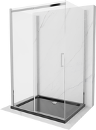 Mexen Omega 3 sienų dušo kabina, stumdoma 140 x 100 cm, Skaidrus, chromo + dušo padėklas Flat - 825-140-100-01-00-3s-4070