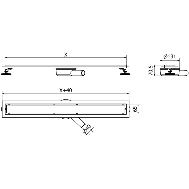 Mexen Flat 360° M01 rotacinė linijinė nuotekų sistema 60 cm, inox - 1020060-40