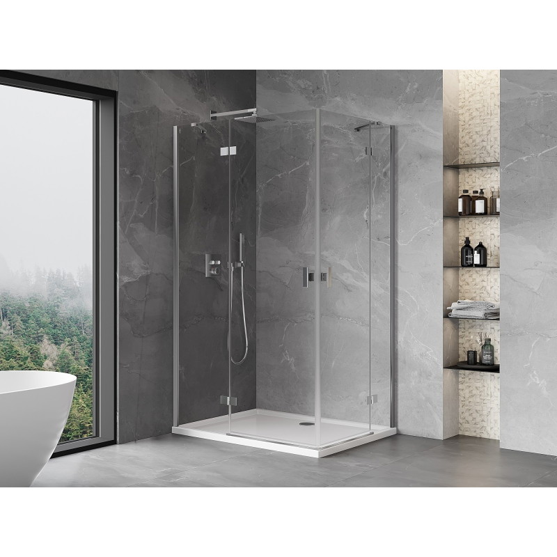Mexen Mist-H Duo kairė pusė atidaroma dušo kabina 115 x 75 cm, skaidrus, chromas - 8A5-115L-075P-01-00