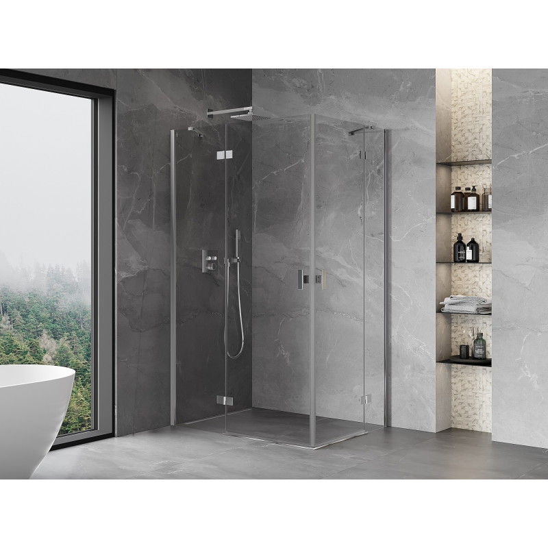 Mexen Mist-H Duo kairė pusė atidaroma dušo kabina 115 x 75 cm, skaidrus, chromas - 8A5-115L-075P-01-00