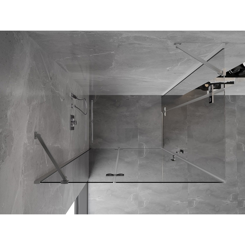 Mexen Mist-H Duo kairė pusė atidaroma dušo kabina 115 x 75 cm, skaidrus, chromas - 8A5-115L-075P-01-00