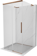 Mexen Rox-3S L trijų sienelių stumdomojo tipo dušo kabina 95 x 95 cm, skaidri, rausvo aukso - 8C2L-095-095-60-00-3S