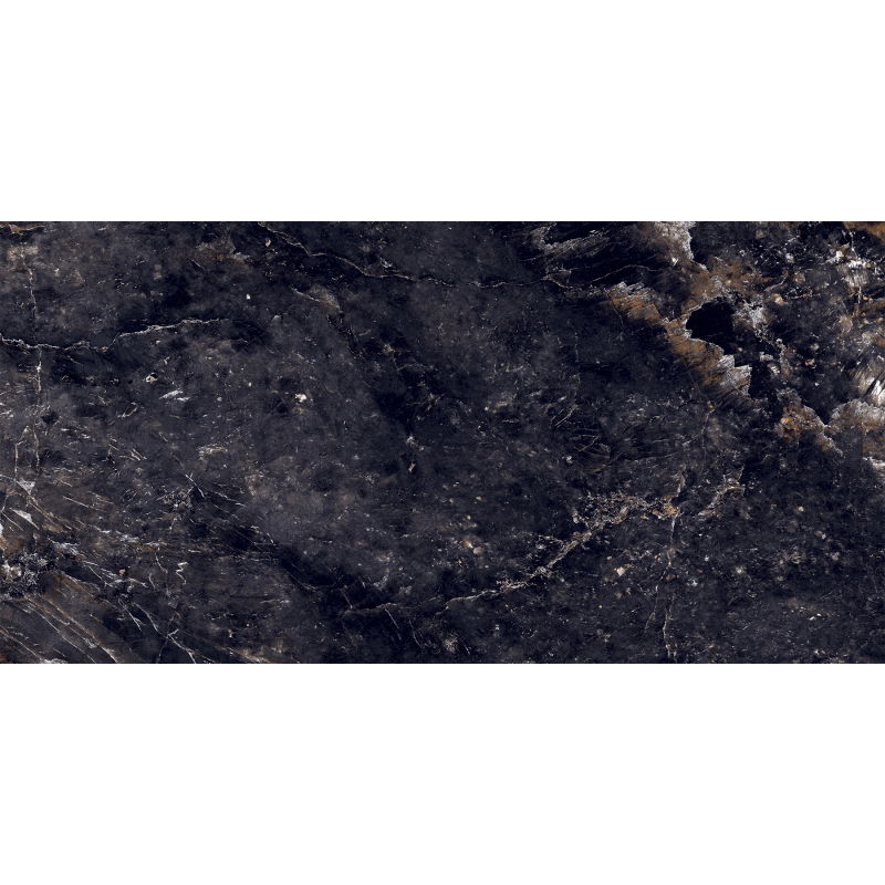 Mexen Rokocha Juodo matinio glazūruoto akmens pavyzdys rek. G1, grindų-sienų plytelė 120 x 60 cm, aukštas blizgesys - TL205-01-S