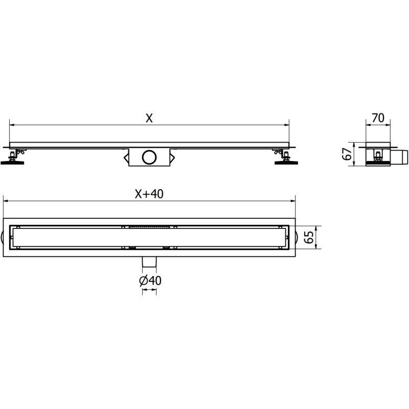 Mexen Flat M13 linijinis nutekėjimas 2-in-1 60 cm, inox - 1010060-15