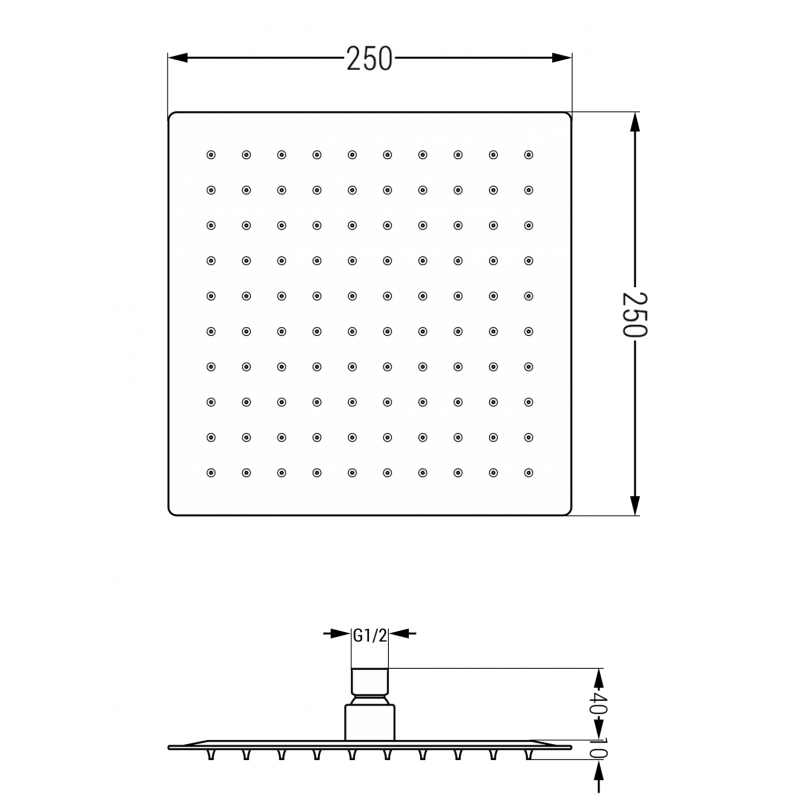 Mexen Slim lietaus dušo galvutė 25 x 25 cm, juoda - 79125-70