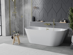 Mexen Oval Slim laisvai stovinti priblokuota vonia 170 x 80 cm, balta, aukso perpildymas - 52661708000-50