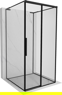 Mexen Rox-3S L trijų sienelių dešinysis stumdomas dušo kabinas 90 x 90 cm, juodas rėmas, juoda - 8C2L-090-090-70-70-3S-P