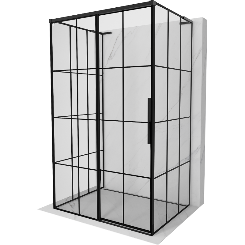 Mexen Rox-3S L trijų sienų dušo kabina, stumdoma, kairinė, 115 x 80 cm, juodos grotelės, juoda - 8C2L-115-080-70-77-3S-L