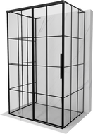 Mexen Rox-3S L dušo kabina 3 sienų, stumdomos durys, kairė 155 x 120 cm, juodas tinklelis, juoda - 8C2L-155-120-70-77-3S-L