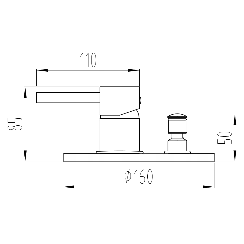 Mexen Lua potinkinis vonios maišytuvas, Chromo - 72835-00
