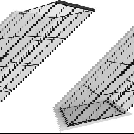 Mexen Rox-3S L 90 x 90 cm trijų sienų stumdomoji dešinė dušo kabina, juodas tinklelis, juoda - 8C2L-090-090-70-77-3S-P