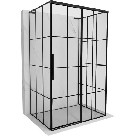 Mexen Rox-3S L dušo kabina 3 sienų su stumdomomis durimis dešinė 135 x 110 cm, juodas tinklelis, juoda