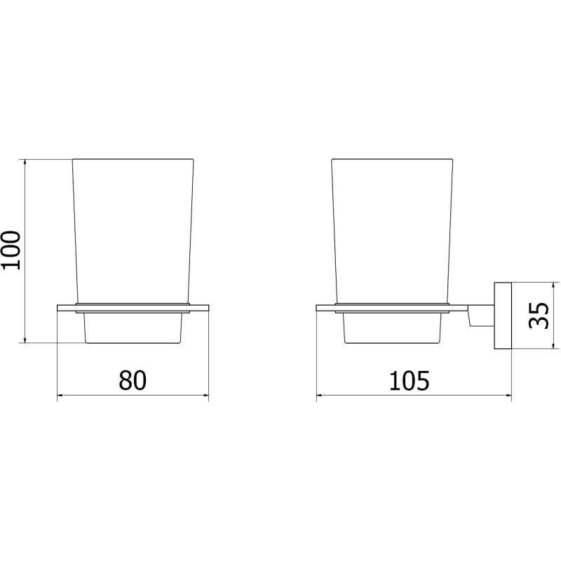Mexen Arno puodelis dantų šepetėliams, juodas chromas - 7020738-73