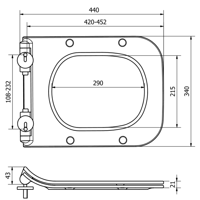 Mexen lėtai nuleidžiamas slim dangtis, duroplastikas, blizgus baltas - 39080100