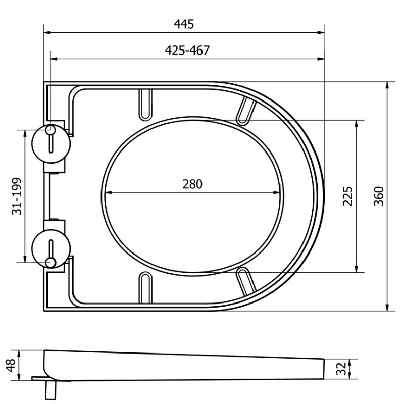 Mexen lėtai nusileidžianti tvirta duroplasto dangtelis, baltas blizgus - 39020100