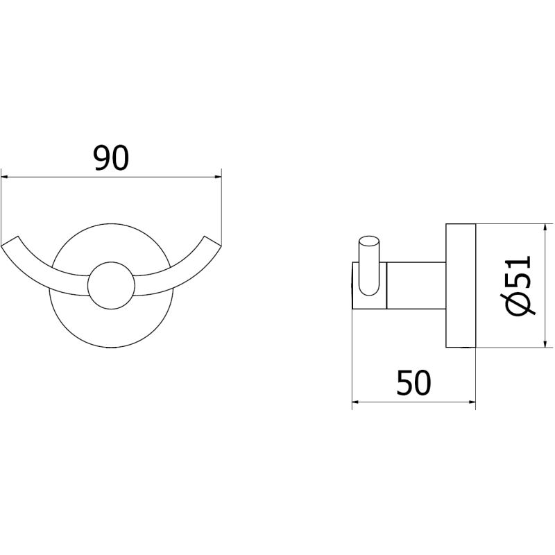 Mexen Remo dvigubas rankšluosčių kabliukas, chromuotas - 70507352-00