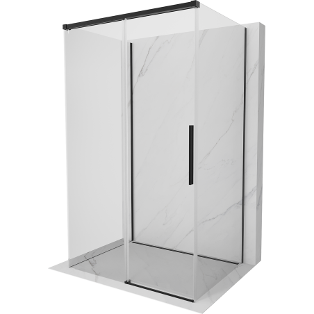 Mexen Rox-3S 3 sienelių slankiojanti dušo kabina 130 x 75 cm, permatoma, juoda - 8C2-130-075-70-00-3S