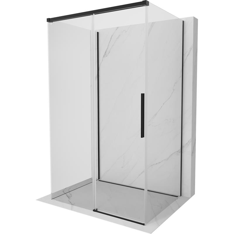 Mexen Rox-3S trijų sienelių stumdomas dušo kabinas 155 x 85 cm, skaidrus, juodas - 8C2-155-085-70-00-3S