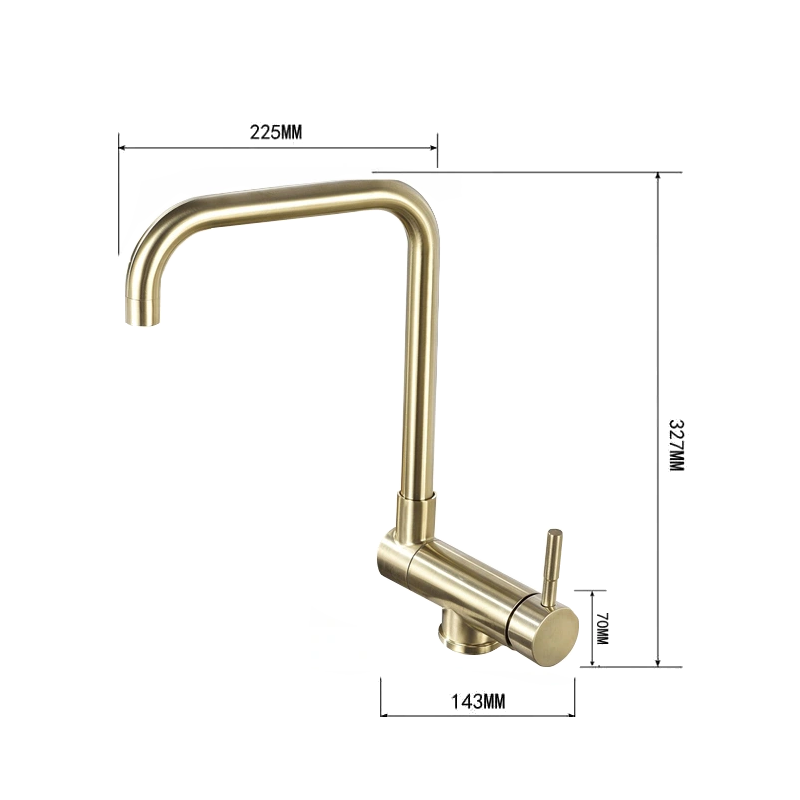 Mexen Madox auksinė šlifuota virtuvės čiaupas lango aukštyje - 672000-50