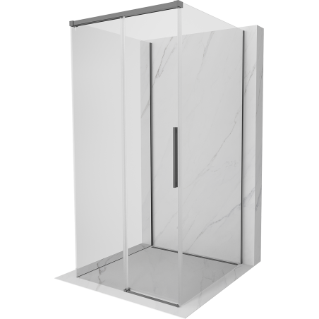 Mexen Rox-3S 3-sienė stumdomojo mechanizmo dušo kabina 90 x 90 cm, skaidri, ginklo metalo spalva - 8C2-090-090-95-00-3S