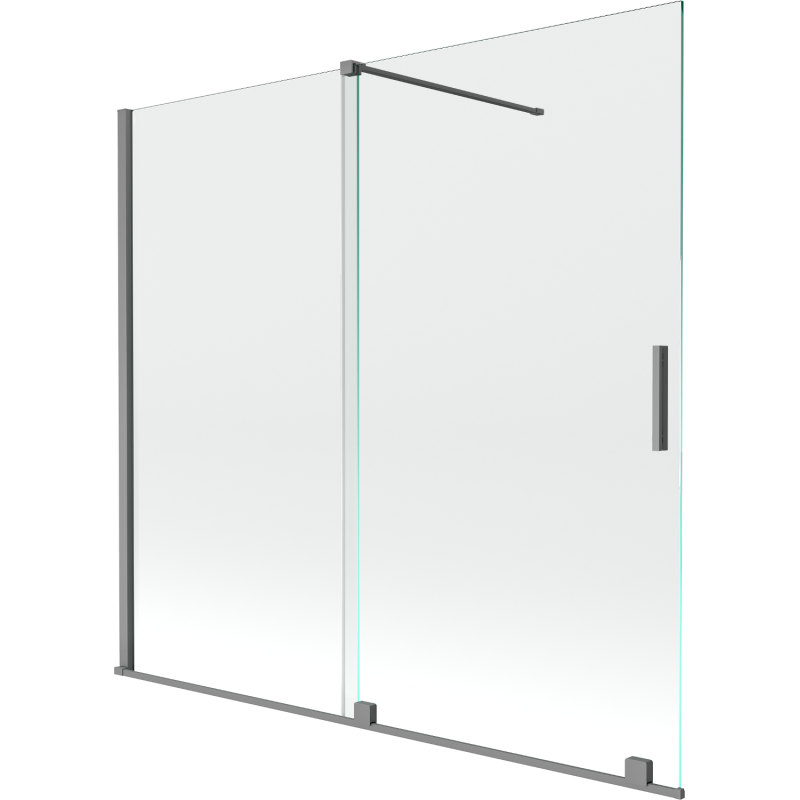 Mexen Velar slankiojama dvikriptis vonios pertvara 170 x 150 cm, skaidri, gun metal - 896-170-000-01-95