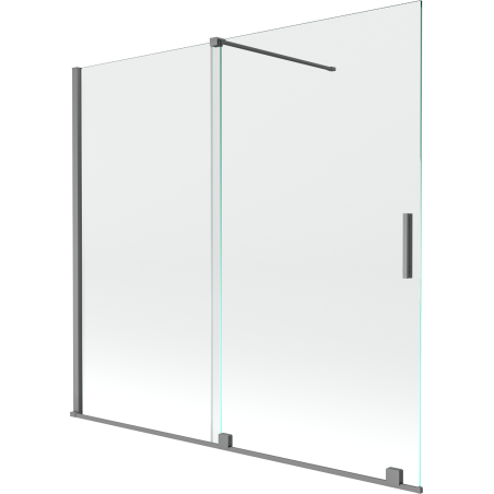 Mexen Velar slankiojama dvikriptis vonios pertvara 170 x 150 cm, skaidri, gun metal - 896-170-000-01-95