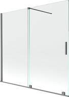 Mexen Velar slankiojama dvikriptis vonios pertvara 170 x 150 cm, skaidri, gun metal - 896-170-000-01-95