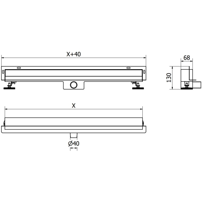 Mexen Flat Wall linijinis sieninis nutekėjimas 2 in 1, 100 cm, juodas - 1730100