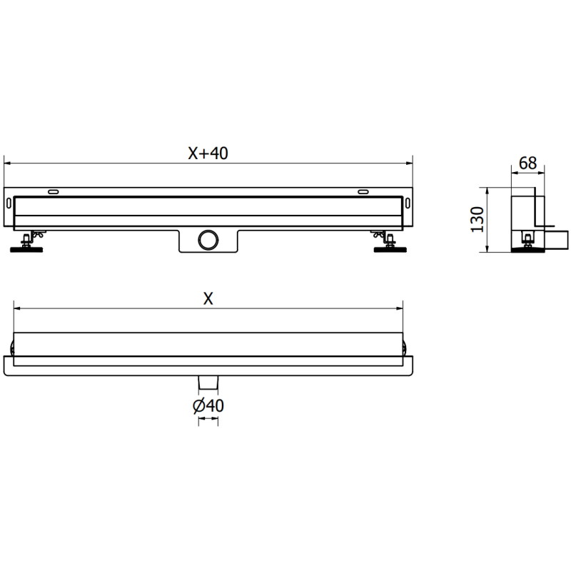 Mexen Flat Wall sieninis linijinis nutekėjimas 2in1 50 cm, nerūdijantis plienas - 1030050
