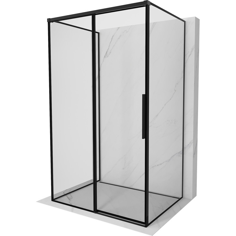 Mexen Rox-3S dušo kabina 3 sienų, stumdomosios durys kairės, 145 x 100 cm, juoda rėmelis, juoda - 8C2-145-100-70-70-3S-L