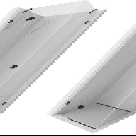 Mexen Lunar atveriama kairinė dušo kabina 75 x 90 cm, skaidri, juoda - 834-075-090-70-00-L