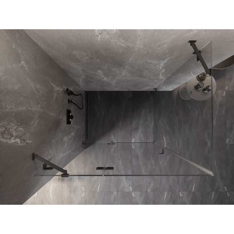 Mexen Lunar Kairiosios pusės atveriamos dušo kabina 70 x 90 cm, skaidri, ginklų metalas - 834-070-090-95-00-L