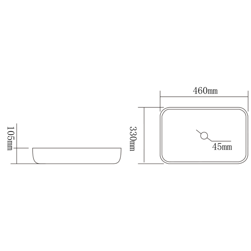 Mexen Akra stiklo praustuvas stalviršiui 46 x 33 cm, permatomas - 24024600