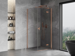 Mexen Mist-H T dešinėn atveriama dušo kabina 95 x 95 cm, skaidri, šlifuotas varis - 8A5T-095-095-65-00-P