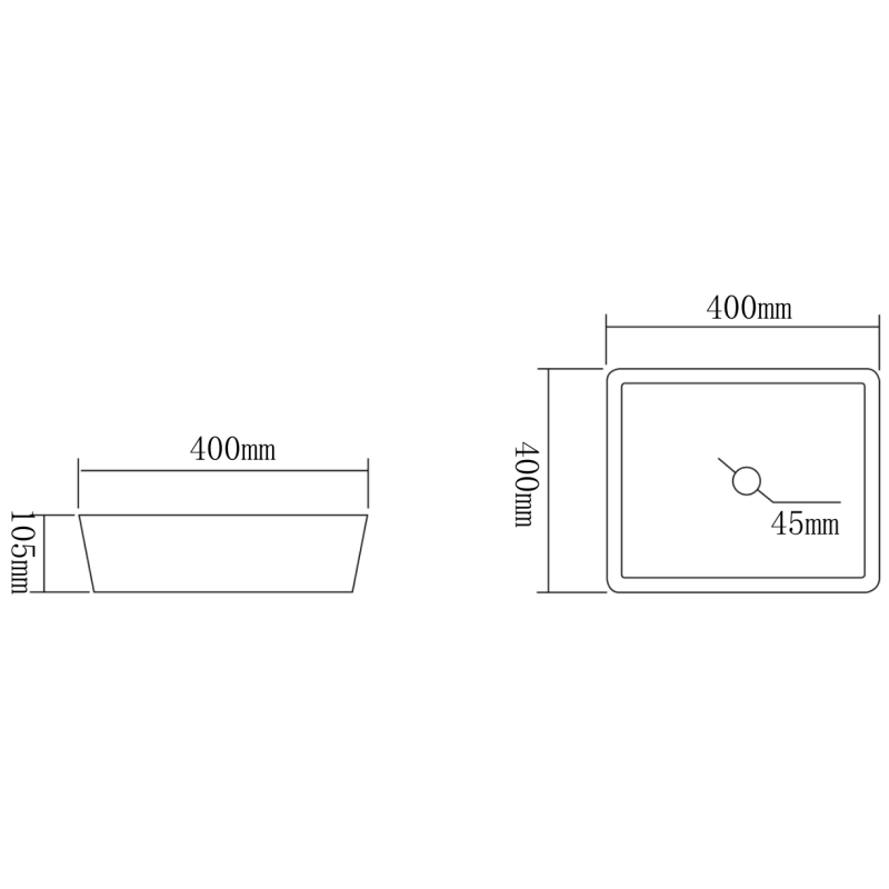 Mexen Mika stiklinis praustuvas 40 x 40 cm, skaidrus - 24104000