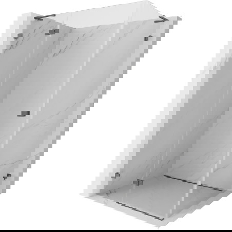 Mexen Lunar L dušo kabina su pasukama kaire puse 85 x 90 cm, skaidrus, šešėlinė pilka šepečiu - 834L-085-090-66-00-L