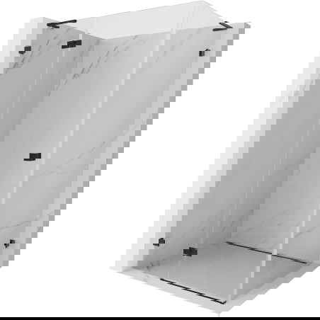 Mexen Lunar L pakreipiama kairinė dušo kabina 85 x 90 cm, permatoma, juoda - 834L-085-090-70-00-L