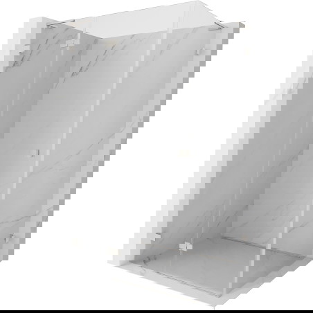 Mexen Lunar L vonia kabina atveriama durų, kairė 80 x 90 cm, permatoma, šlifuotas nikelis - 834L-080-090-97-00-L