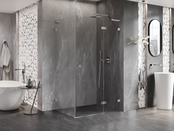 Mexen Lunar L dešinės pusės atsiveriantis dušo kabina 75 x 80 cm, skaidri, chromuota - 834L-075-080-01-00-P