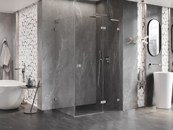 Mexen Lunar L dešinė atveriama dušo kabina 75 x 90 cm, skaidri, šlifuoto nikelio - 834L-075-090-97-00-P