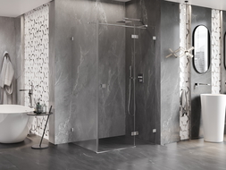 Mexen Lunar T dešinysis stumdomas dušo kabinos durys 80 x 70 cm, permatomas, chromas - 834T-080-070-01-00-P