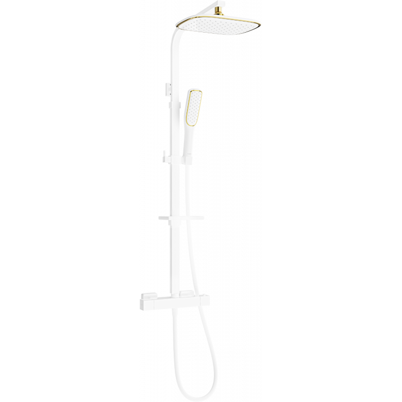 Mexen CQ49 išorinis dušo komplektas su lietaus dušu ir termostatiniu maišytuvu, baltas/auksinis - 772504995-25