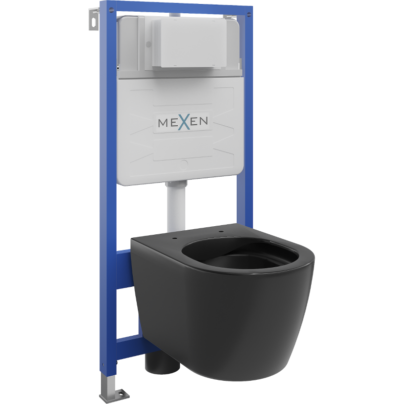 Mexen Carmen paslėptas WC rėmas Fenix Slim su WC klozetu, juodas matinis - 6103388XX85