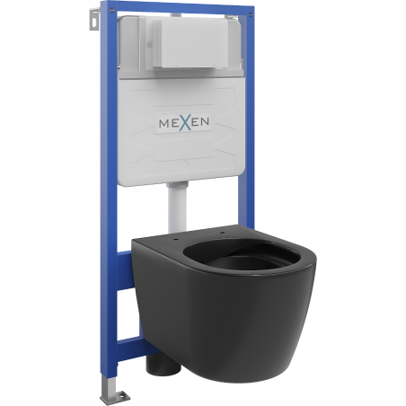 Mexen Carmen paslėptas WC rėmas Fenix Slim su WC klozetu, juodas matinis - 6103388XX85